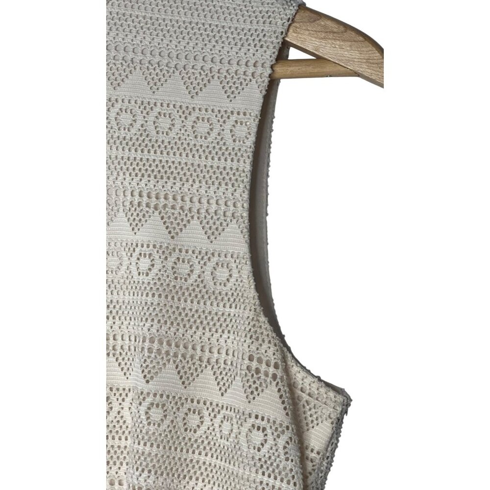 Papaya Size L Sleeveless Ivory Crochet Fit & Flare Dress Back Zipper Closure - Picture 7 of 16